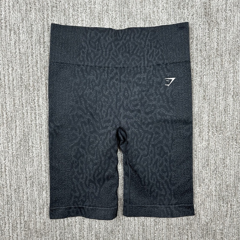 Gymshark Shorts Womens Medium Adapt Animal Seamless Cycling Gray Black Stretch